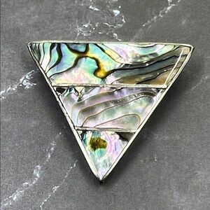 Vintage Alia Sterling Abalone Triangle Pin Pendant